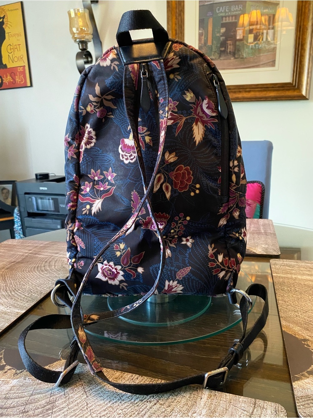 Vera Bradley Quilted Floral Backpack and Wallet in Brown with Pink Accents - Picture 7 of 8